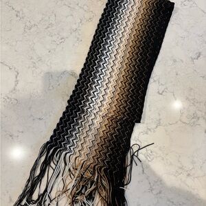 Missoni Black White and Gold Zigzag Scarf